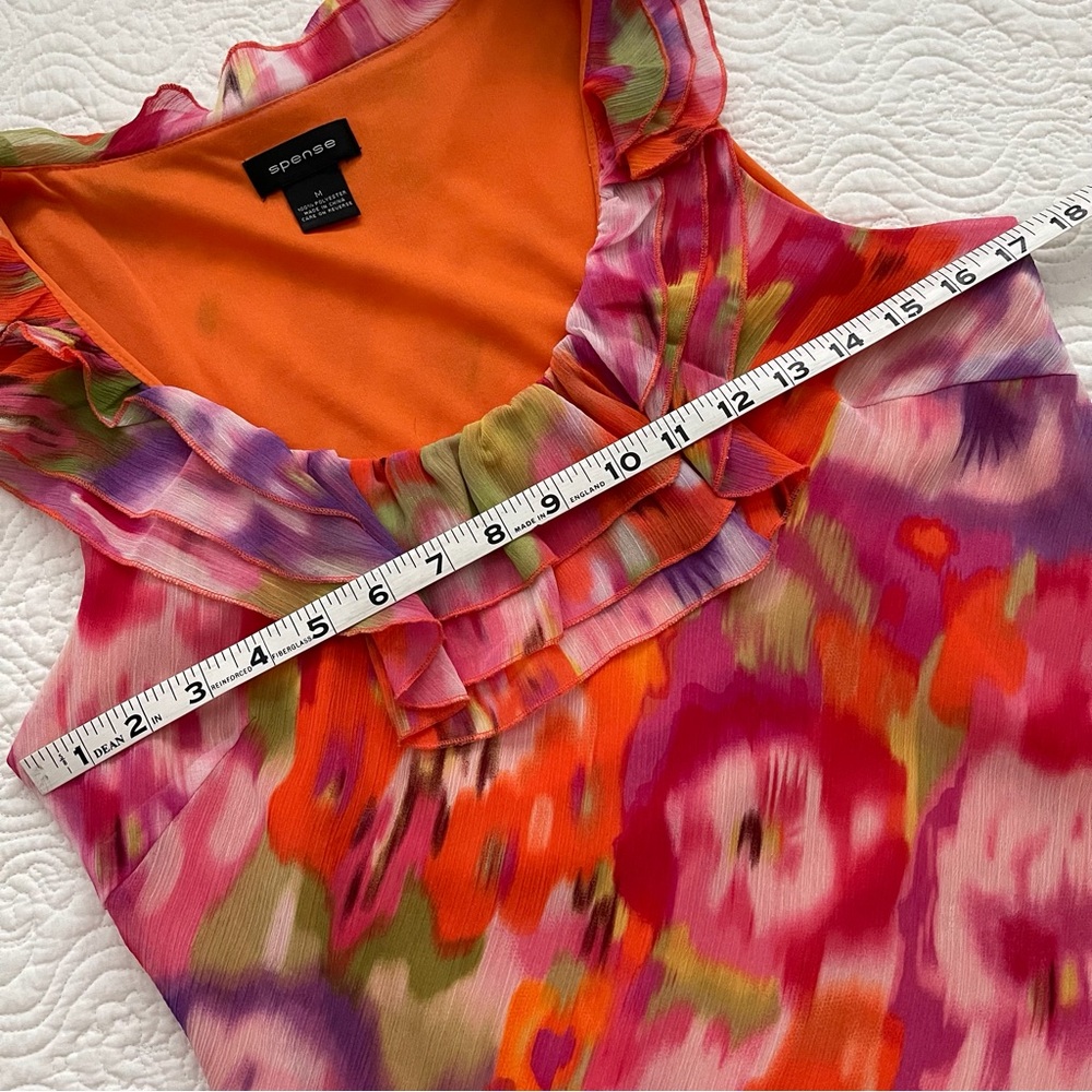 Spense Sleeveless Blouse Watercolor Floral Size M - Picture 9 of 15